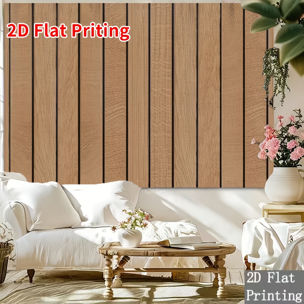 2D Flat Wood Slat Wall Backdrop, Polyester Fabric